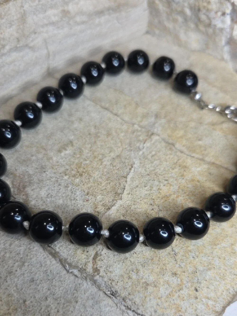 Black Beaded Men's Bracelet - Classic Elegance